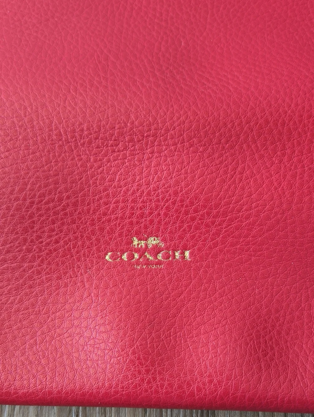 Coach Red Pebbled Leather Derby Tote Bag